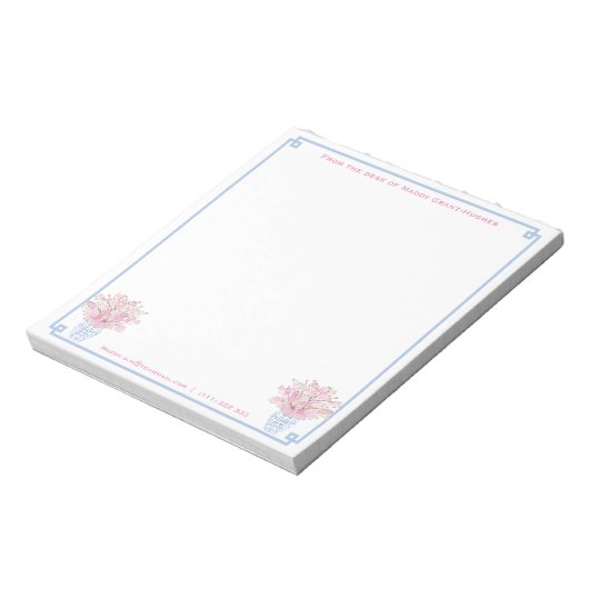 名前名門私立校風の付きピンクとブルーカスタムの文房具 ノートパッド (回転)