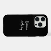 名前変更可 | 黒地に白のスタイリッシュな手書き風 iPhoneケース (裏面横)