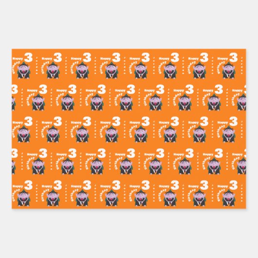 名前子供の誕生日セサミストリート |フォン数 ラッピングペーパーシート (正面2)