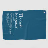 名前定義おもしろいモダン青 ゴルフタオル (横)