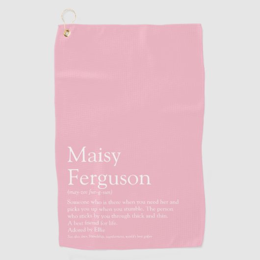 名前定義おもしろい入力ピンクガーリー色 ゴルフタオル (正面)