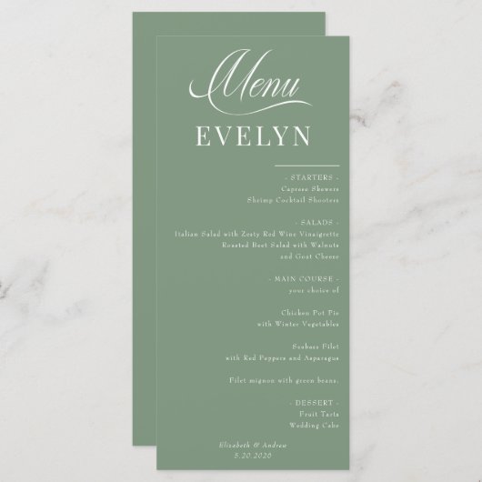 名前座席表 |のメ結婚ニュー メニュー (正面/裏面)