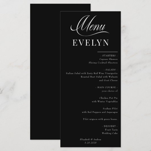 名前座席表 |のメ結婚ニュー メニュー (正面/裏面)