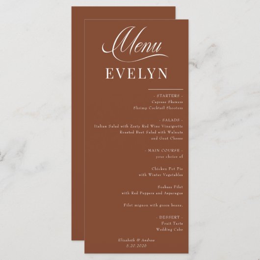 名前座席表 |のメ結婚ニュー メニュー (正面/裏面)