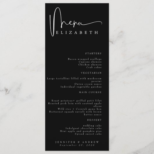 名前座席表 |メニュー |のシンプルメ結婚ニュー メニュー (正面)