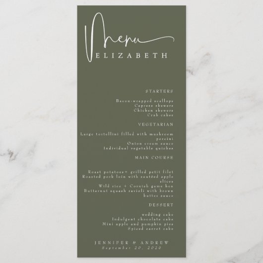 名前座席表 |メニュー |のシンプルメ結婚ニュー メニュー (正面)