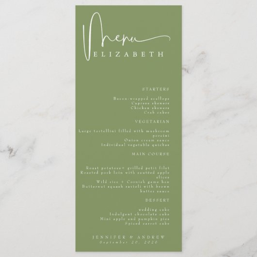 名前座席表 |メニュー |のシンプルメ結婚ニュー メニュー (正面)