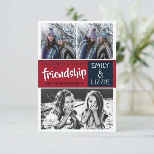 名前感動的と写真付き友情カード (スタンド正面)