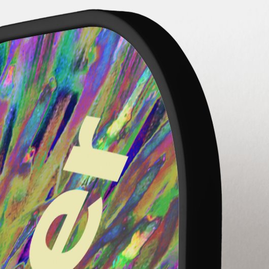 名前抽象芸術フローラマクロ青黄 ピックルボールラケット (左詳細)