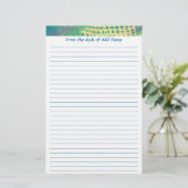 名前抽象芸術青い緑の紫の線の付いたひな形 便箋 (スタンド正面)