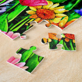 名前文字の追加Cat Kitten with Flowers in Garden ジグソーパズル (側面)