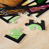 名前文字ステンドグラス猫の青い目を追加 ジグソーパズル (側面)