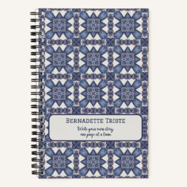 名前文字水色抽象芸術幾何学模様 ノートブック