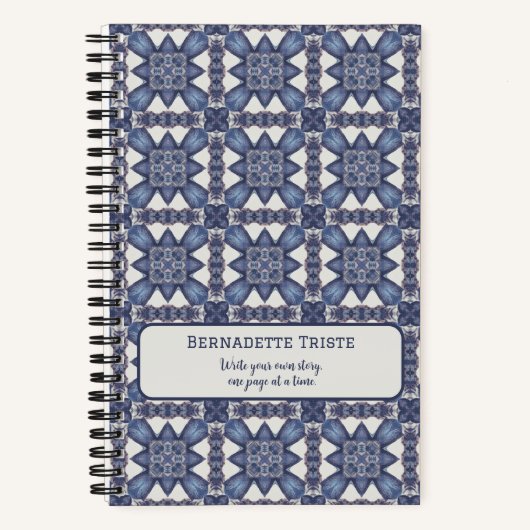 名前文字水色抽象芸術幾何学模様 ノートブック (正面)