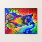 名前文字猫抽象芸術の本質絵画 ジグソーパズル (横)