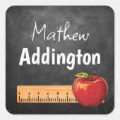 名前新学期Chalkboard スクエアシール (正面)