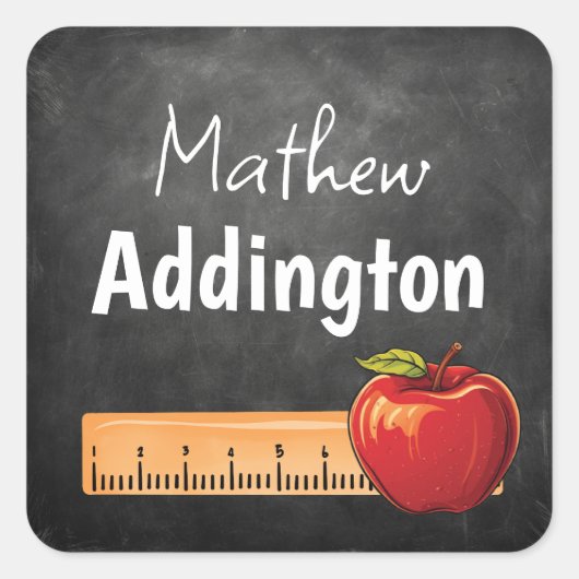 名前新学期Chalkboard スクエアシール (正面)