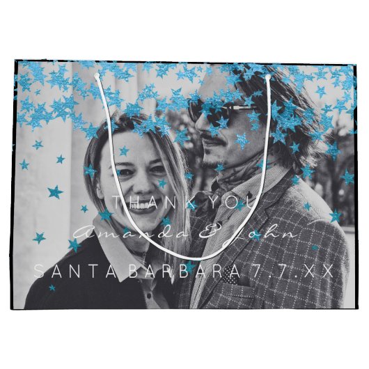 名前日付写真結婚式の引き出物サンキューブルースターズ ラージペーパーバッグ (裏面)