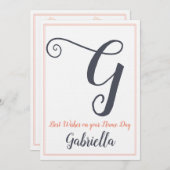 名前日聖日文字Gモノグラム 招待状 (正面/裏面)