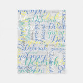 名前淡い色のを繰り返した灰色のフリース毛布 フリースブランケット (正面)