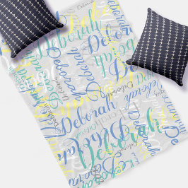 名前淡い色のを繰り返した灰色のフリース毛布 フリースブランケット