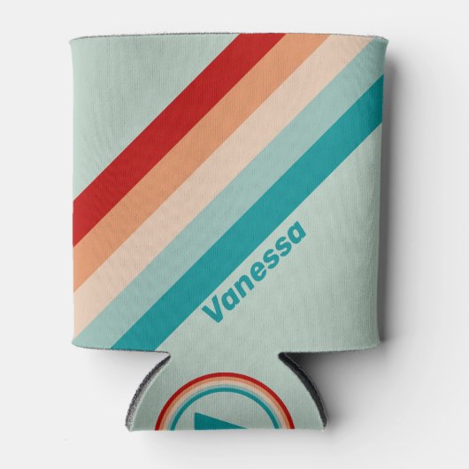 名前淡い色の付きサストライプーグラス文字 缶クーラー (正面)
