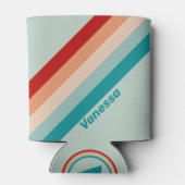 名前淡い色の付きサストライプーグラス文字 缶クーラー (裏面)