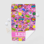 名前😍混合ピックボールピンク ゴルフタオル (インサイチュ)