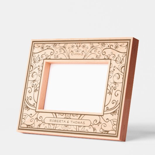 名前渦巻形のが4x6Lのデザイン全体を繁栄 レーザー彫刻フレーム (左)