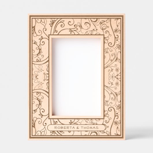 名前渦巻形のが4x6Pのデザイン全体を繁栄 レーザー彫刻フレーム (正面)