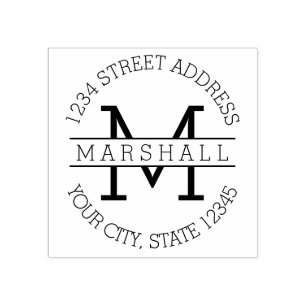 名前独身のと差出人住所付きモノグラム ラバースタンプ