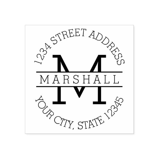 名前独身のと差出人住所付きモノグラム ラバースタンプ (インプリント)