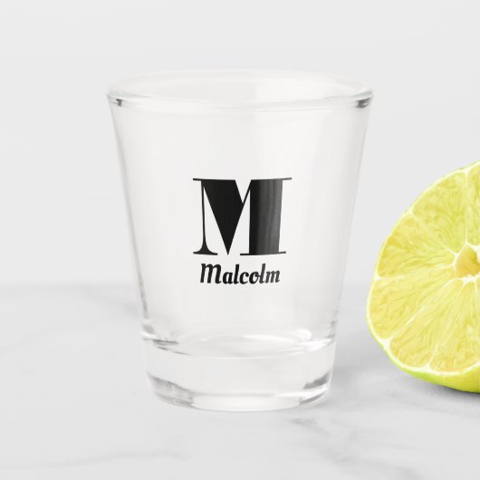 名前男らしモノグラムの結婚式 ショットグラス (正面)