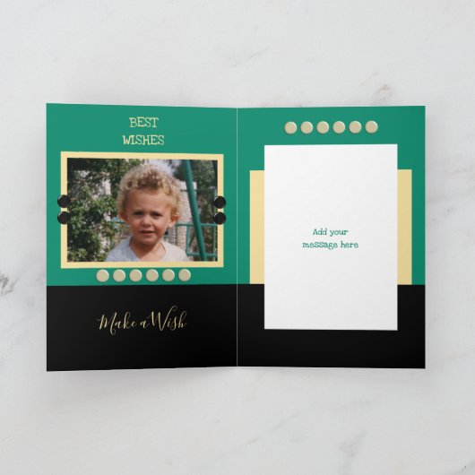 名前男性へ付き誕生日緑と黒 カード (内部)