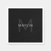 名前等の編集可能モノグラムのな文字テンプレート スタンダードカクテルナプキン (正面)