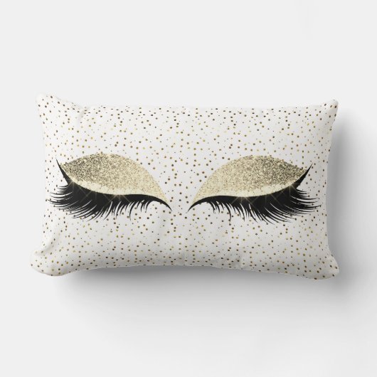 名前紙吹雪グリッターグラム金ゴールド目メイクアップまつげ ランバークッション (正面)