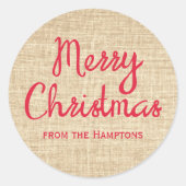 名前素朴ギフトステッカーからのクリスマスバーラップ ラウンドシール (正面)
