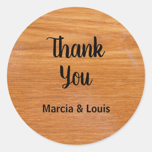 名前素朴付き木材 ラウンドシール (正面)