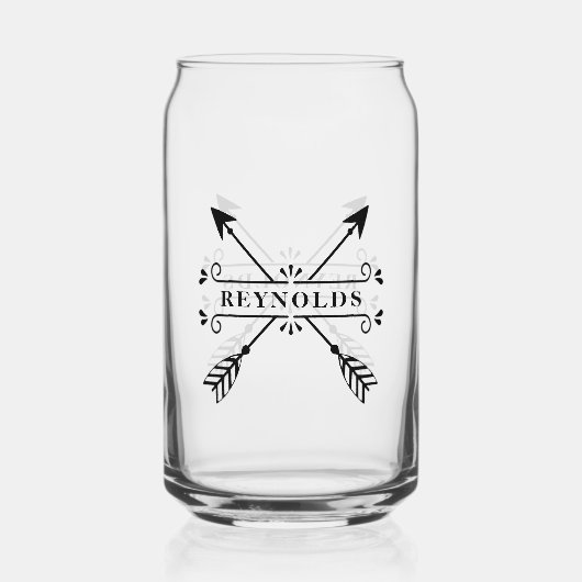 名前素朴ID615の十字矢印 ガラス缶 (正面)