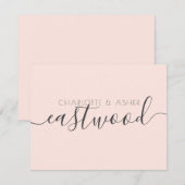 名前結婚した赤面ピンク結婚のモノグラムノートカード ノートカード (正面/裏面)