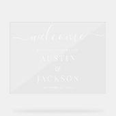 名前結婚と日付の付いたアクリルのウェルカムサイン | アクリルサイン (正面)