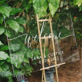 名前結婚と日付の付いたアクリルのウェルカムサイン | アクリルサイン