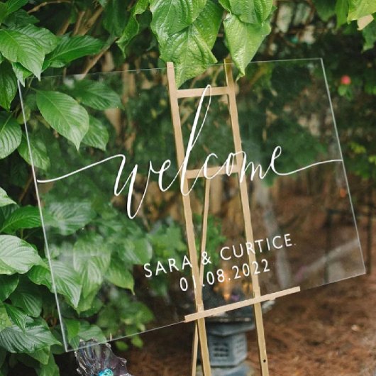 名前結婚と日付の付いたアクリルのウェルカムサイン | アクリルサイン
