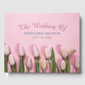 名前結婚と日付、チューリップまたは写真 ゲストブック (正面)