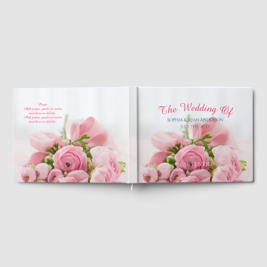 名前結婚と日付、花またはDIY写真 ゲストブック (全面)