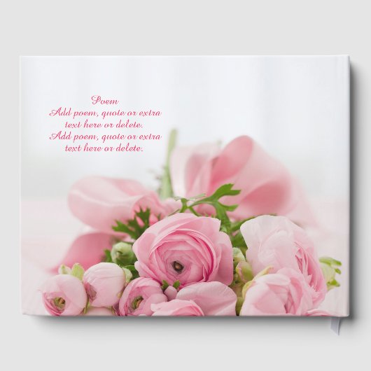 名前結婚と日付、花またはDIY写真 ゲストブック (裏面)