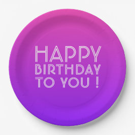 名前編集可能ハッピーバースデーピンクパープルオンブレ ペーパープレート