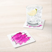 名前編集文字メイブブラシストロークを流す スクエアペーパーコースター (インサイチュ)