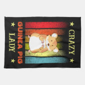 名前編集文字熱狂するGuinea Pig Lady キッチンタオル (横)