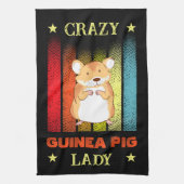 名前編集文字熱狂するGuinea Pig Lady キッチンタオル (縦)